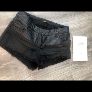 Black denim and leather Maje shorts